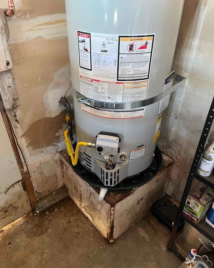 Water heater installed in a garage setting